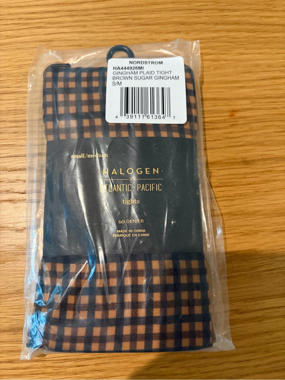 Halogen Atlantic-Pacific Brown Sugar Gingham Tights